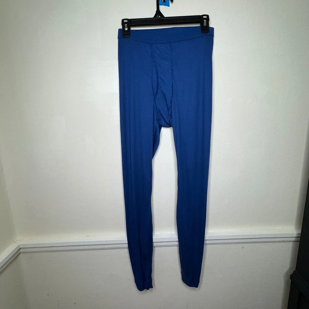 Patagonia Capilene Base Layer Men M Blue Thermal Leggings Pants Made in USA